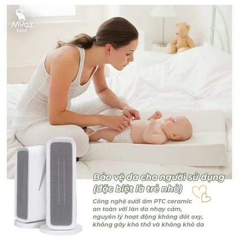 Máy Sưởi Đa Năng Moaz BéBé MB034 - Xoay Tự Động, Thiết Kế Hiện Đại, 3 Chế Độ Gió, An Toàn Cho Gia Đình, Bảo Hành 12 Tháng