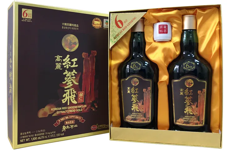 Nước Hồng Sâm Nhung Hươu Linh Chi KGS Hộp 2 Chai 750ml - Tăng Cường Sức Khỏe, Hỗ Trợ Đề Kháng, Quà Tặng Sang Trọng