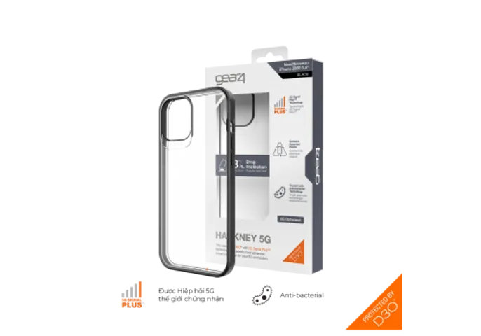 Ốp lưng Gear4 D3O Hackney 5G 4m cho iPhone - Thiết kế mỏng nhẹ, bảo vệ 3 lớp vượt trội, phong cách tối giản, chống sốc hiệu quả.