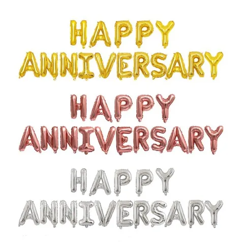Set Bóng Happy Anniversary với Rèm Kim Tuyến - Trang Trí Sinh Nhật Lãng Mạn, Màu Rose Gold, Bộ Quà Tặng Dễ Thương