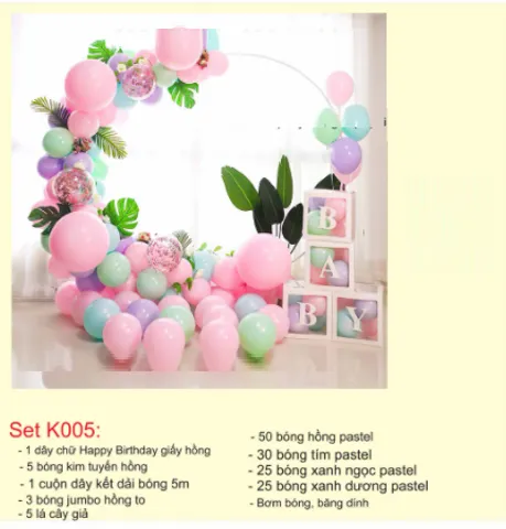Set Bóng Trang Trí Sinh Nhật Cho Bé Khung Tròn Màu Pastel - Không Gian Tiệc Tùng Ấm Áp và Đặc Biệt
