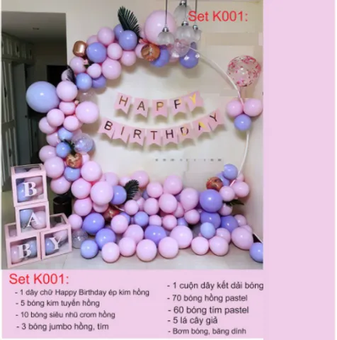 Set Bóng Trang Trí Sinh Nhật Cho Bé Khung Tròn Màu Pastel - Không Gian Tiệc Tùng Ấm Áp và Đặc Biệt