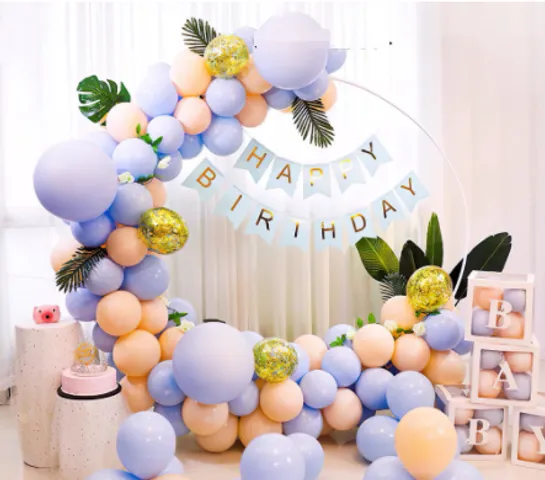 Set Bóng Trang Trí Sinh Nhật Cho Bé Khung Tròn Màu Pastel - Không Gian Tiệc Tùng Ấm Áp và Đặc Biệt