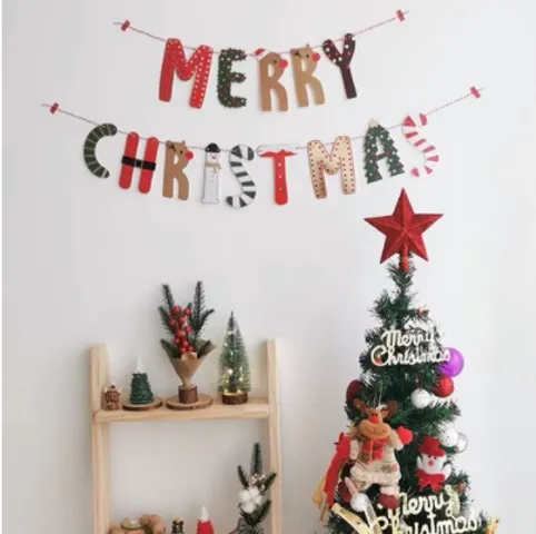 Set Dây Treo Trang Trí Giáng Sinh Có Đèn Nhấp Nháy - Bộ Dây Chữ Merry Christmas & Hình Cây Thông Hiện Đại