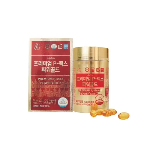 Tinh Dầu Thông Đỏ Hàn Quốc Premium P Max Power Gold - Hỗ Trợ Tăng Cường Sức Khỏe 500mg 100 Viên, Bổ Sung Kháng Sinh Tự Nhiên