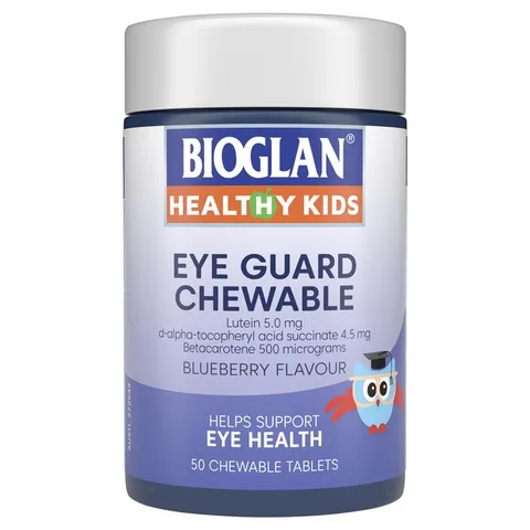 Viên nhai bổ mắt Bioglan Kids Eye Guard Chewable cho trẻ - Hỗ trợ sức khỏe mắt, chống oxy hóa, vị việt quất thơm ngon, bảo vệ trước ánh sáng xanh.