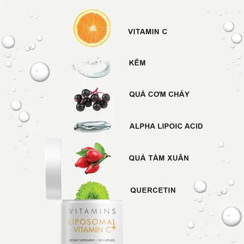 Viên Uống Hỗ Trợ Bổ Sung Vitamin C Liposomal 500mg - Tăng Cường Sức Đề Kháng, Làm Đẹp Da Từ Trái Cây Mỹ