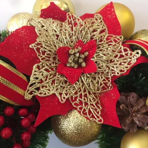 Vòng Nguyệt Quế Giáng Sinh Cao Cấp Đỏ Vàng - Trang Trí Noel Sang Trọng Với Chất Liệu Thân Thiện Môi Trường
