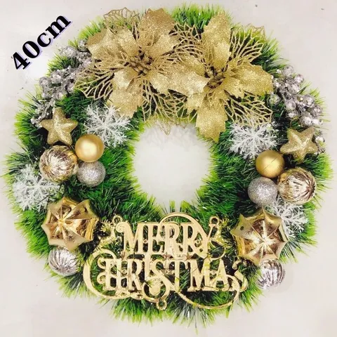 Vòng Nguyệt Quế Trang Trí Noel Giáng Sinh 40cm - Sản Phẩm Thủ Công Chất Lượng Cao với Màu Xanh, Đỏ và Vàng Kim Ấn Tượng