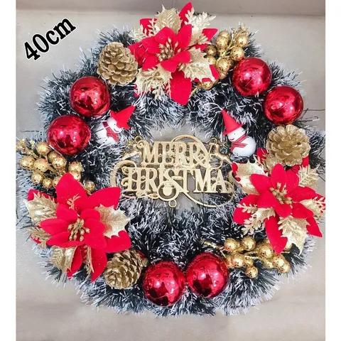Vòng Nguyệt Quế Trang Trí Noel Giáng Sinh 40cm - Sản Phẩm Thủ Công Chất Lượng Cao với Màu Xanh, Đỏ và Vàng Kim Ấn Tượng