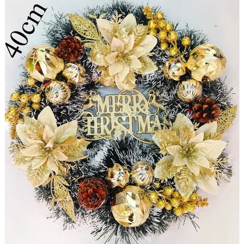Vòng Nguyệt Quế Trang Trí Noel Giáng Sinh 40cm - Sản Phẩm Thủ Công Chất Lượng Cao với Màu Xanh, Đỏ và Vàng Kim Ấn Tượng