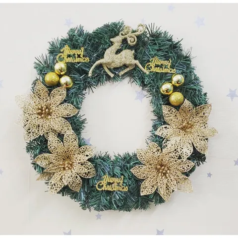 Vòng Nguyệt Quế Trang Trí Giáng Sinh 40cm - Vòng Hoa Noel Với Cảnh Thông, Quả Chuông, Phụ Kiện Đáng Yêu, Trang Trí Cây Thông, Quà Tặng