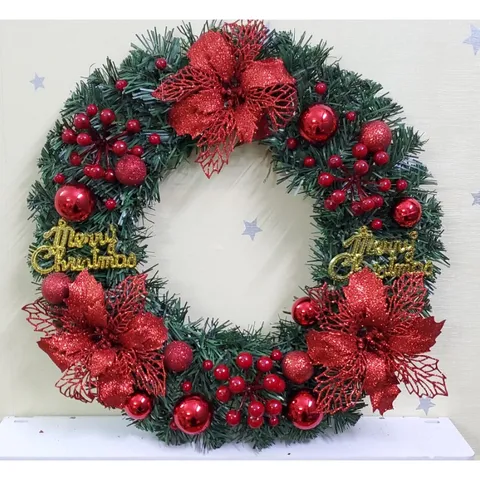 Vòng Nguyệt Quế Trang Trí Giáng Sinh 40cm - Vòng Hoa Noel Với Cảnh Thông, Quả Chuông, Phụ Kiện Đáng Yêu, Trang Trí Cây Thông, Quà Tặng