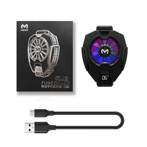 Quạt Tản Nhiệt Điện Thoại Sò Lạnh Memo DL05 - Hiển Thị Nhiệt Độ, Tích Hợp RGB, Tương Thích Điện Thoại Di Động 65-85mm