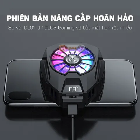 Quạt Tản Nhiệt Điện Thoại Sò Lạnh Memo DL05 - Hiển Thị Nhiệt Độ, Tích Hợp RGB, Tương Thích Điện Thoại Di Động 65-85mm