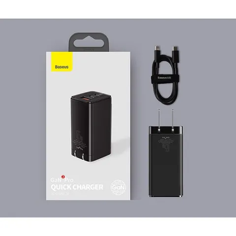 Bộ củ và cáp sạc nhanh Baseus GaN2 Pro QC 65W - Sạc đồng thời 3 thiết bị, công nghệ sạc Quick Charger, tương thích nhiều loại điện thoại