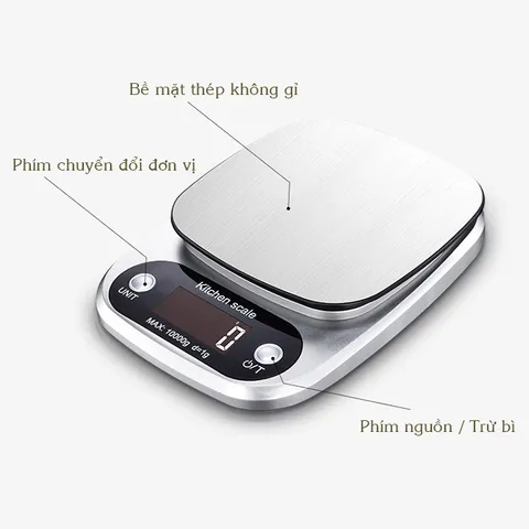 Cân Tiểu Ly Mini Kitchen Scale Điện Tử 1g - 10kg - Cân Chính Xác Cho Làm Bánh và Nấu Ăn Thực Phẩm Tại Nhà