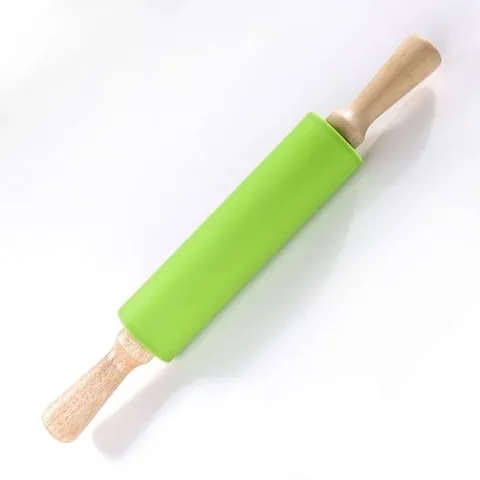 Cây Cán Bột Silicon Siêu Bền Dụng Cụ Làm Bánh An Toàn, Không Dính, Thiết Kế Cán Gỗ - Dụng Cụ Nhà Bếp Chất Lượng