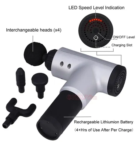 Cây massage giảm đau nhức Massage Fascial Gun KH-320 - Thiết bị massage hiện đại, tiện lợi, nhiều đầu massage và pin sạc nhanh