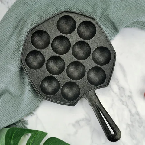Chảo Nướng Bánh Takoyaki Không Dính 12 Lỗ - Dụng Cụ Làm Bánh Nhật Bản Bằng Hợp Kim Chất Lượng Cao
