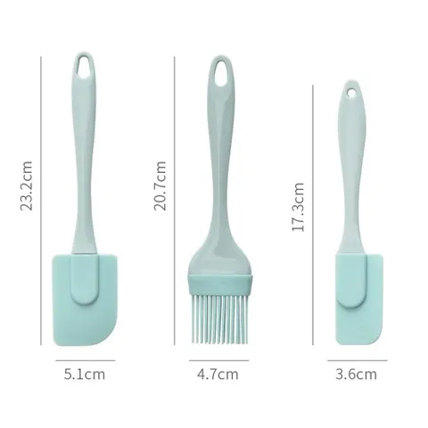 Bộ Dụng Cụ Nấu Ăn 3 Món Silicon Chịu Nhiệt - Spatula và Chổi Quét Phết Bơ, Kem, Bánh Ngọt, Dễ Dàng Cất Giữ
