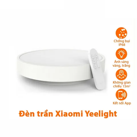 Đèn trần thông minh Xiaomi Yeelight LED - Điều khiển qua WiFi, sáng trắng và vàng, kiểu dáng hiện đại cho không gian sống sang trọng