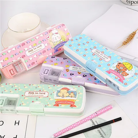 Hộp Bút Nhựa 2 Ngăn Cao Cấp Cho Học Sinh - Thiết Kế Ngộ Nghĩnh, Tiện Lợi Đựng Dụng Cụ Học Tập