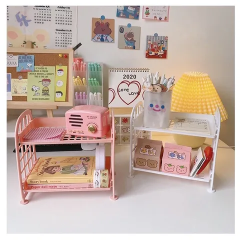 Kệ Nhựa Mini 2 Tầng Để Đồ Đa Năng - Gọn Gàng, Dễ Dàng Lắp Ráp, Trang Trí Bàn Học, Mẫu Nhiều Màu Sắc