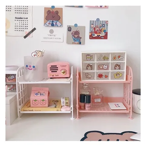 Kệ Nhựa Mini 2 Tầng Để Đồ Đa Năng - Gọn Gàng, Dễ Dàng Lắp Ráp, Trang Trí Bàn Học, Mẫu Nhiều Màu Sắc