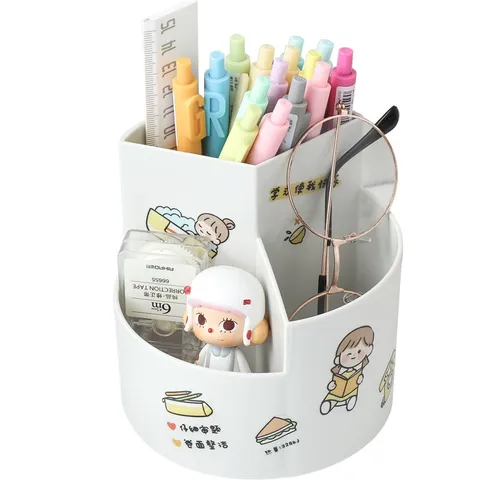 Kệ Nhựa Mini 3 Ngăn Đựng Đồ - Trang Trí Bàn Văn Phòng Kèm 25 Sticker Độc Đáo, Tiện Dụng 12x12cm