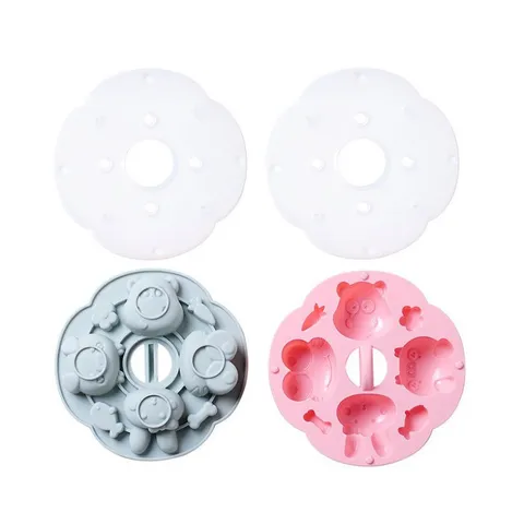 Khuôn Hấp Silicon Có Nắp Đậy - Dụng Cụ Làm Bánh & Đồ Ăn Dặm Cho Bé, Chất Liệu Độ Bền Cao, Thiết Kế Ngộ Nghĩnh