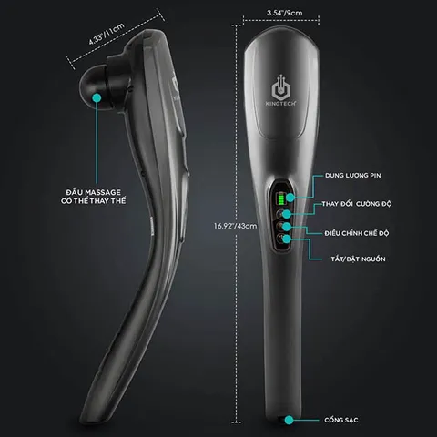 Máy massage cầm tay đa năng KINGTECH KT-1768 - Thiết bị chăm sóc sức khỏe, 6 đầu massage, relief nhức mỏi hiệu quả tại nhà