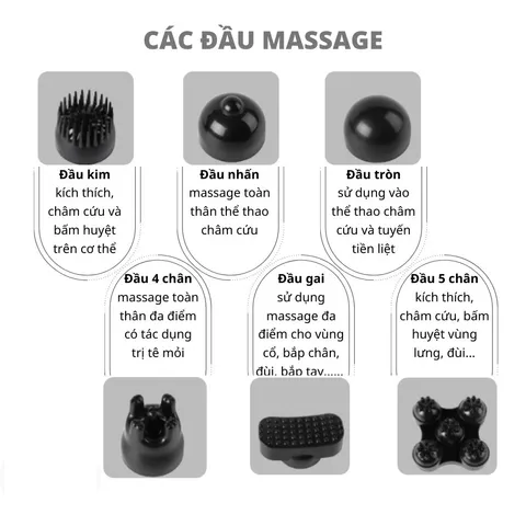 Máy Massage Cầm Tay Không Dây Moico YT-1708 - Thiết Kế Hiện Đại, 6 Đầu Massage Chuyên Dụng, Giảm Đau Nhức Hiệu Quả