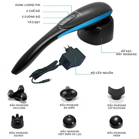 Máy massage cầm tay KINGTECH Lux 900 - Thiết bị trị liệu 6 đầu massage hiệu quả cho sức khỏe và thư giãn