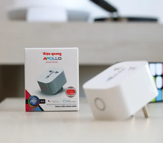 Ổ Cắm Thông Minh Điều Khiển Từ Xa Điện Quang Apollo SP1.1 01 Wifi - Kết Nối Không Dây 2.4GHz, Tương Thích Mọi Chân Cắm, Giải Pháp Tiện Lợi Cho Gia Đình