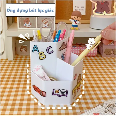 Ống Đựng Bút Hình Lục Giác Độc Đáo 3 Tầng - Đồ Dùng Học Tập Thời Trang Tiện Dụng Cho Bàn Làm Việc