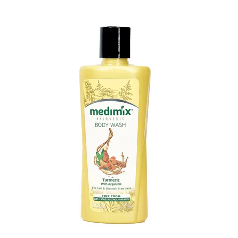 Sữa tắm Medimix nghệ & dầu Argan 300ml - Tẩy tế bào chết, làm sáng da, giảm vết thâm, an toàn cho mọi loại da, không chứa hóa chất độc hại.