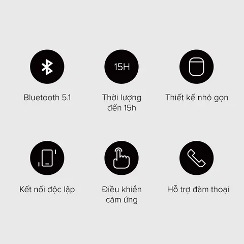 Tai Nghe Cảm Ứng True Wireless HAVIT TW951 - Thiết Kế Nhẹ, Kết Nối Bluetooth 5.1, Âm Thanh HD, Thời Gian Sử Dụng 15 Giờ
