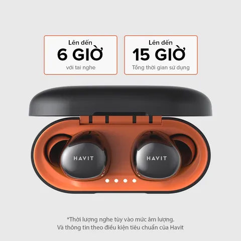 Tai Nghe Cảm Ứng True Wireless HAVIT TW951 - Thiết Kế Nhẹ, Kết Nối Bluetooth 5.1, Âm Thanh HD, Thời Gian Sử Dụng 15 Giờ