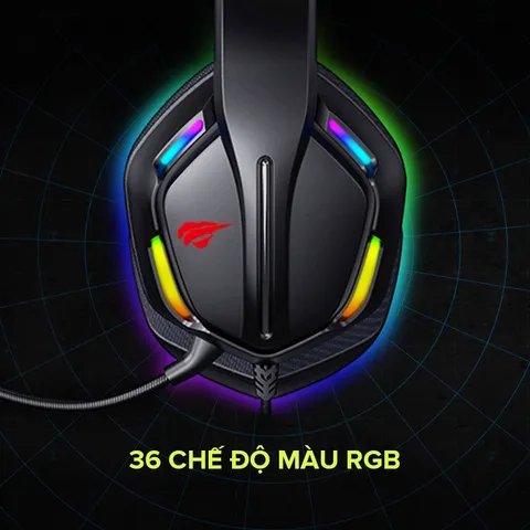 Tai nghe Gaming HAVIT H2012D - Driver 50mm, Đèn RGB 36 Màu, Mic Khử Tiếng Ồn, Thiết Kế Ergonomic, Chất Lượng Âm Thanh Tuyệt Vời