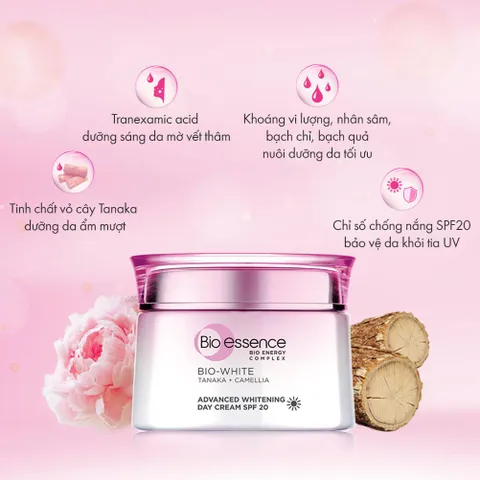 Kem Dưỡng Trắng Ban Ngày Bio-White Tanaka Camellia SPF20 - Bảo Vệ Da Khỏi Tia UV, Dưỡng Ẩm Sâu, Phù Hợp Mọi Loại Da