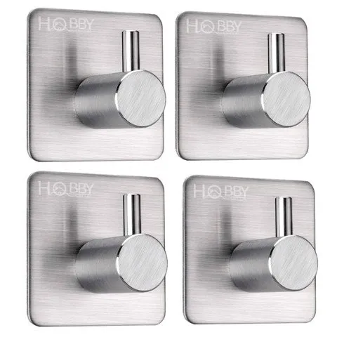 Combo 4 Móc Dán Inox Treo Tường Chắc Chắn - Móc Dán Chống Nước Tiện Dụng Cho Nhà Bếp, Nhà Tắm, Thiết Kế Hiện Đại
