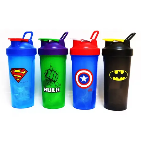 Bình lắc Shaker Siêu Anh Hùng 700ml - Dung Tích Lớn, Thiết Kế Ấn Tượng, Phong Cách Hulk, Superman, Batman, Captain