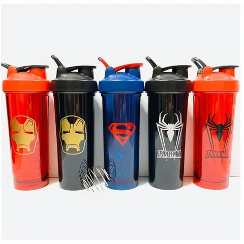 Bình Lắc Shaker Tập Gym Siêu Anh Hùng Marvel 700ml - Thiết Kế Iron Man, Spider-Man, Dung Tích Lớn, Dụng Cụ Thể Thao Hàng Đầu