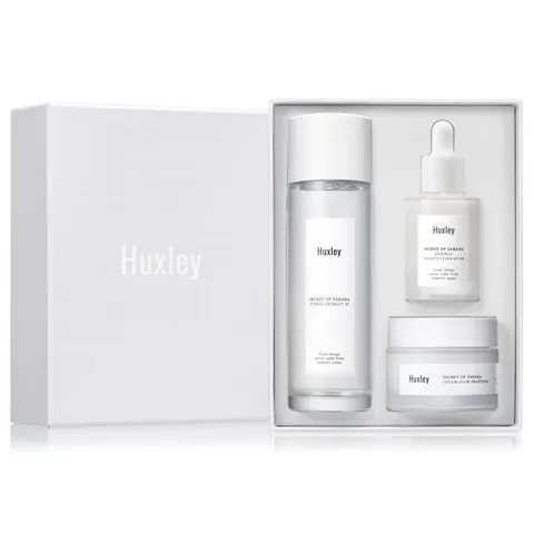 Bộ 3 sản phẩm dưỡng sáng da Huxley - Nước hoa hồng, Tinh chất & Kem dưỡng - Giải pháp hoàn hảo cho làn da rạng rỡ, đều màu