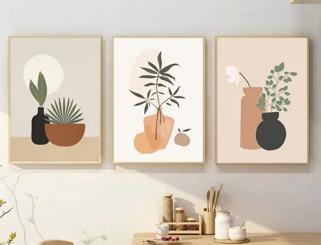 Bộ 3 Tranh Treo Tường Khung Nhựa Composite Hiện Đại - Trang Trí Phòng Khách, Phòng Bếp, Quán Cà Phê Nhiều Mẫu Ấn Tượng