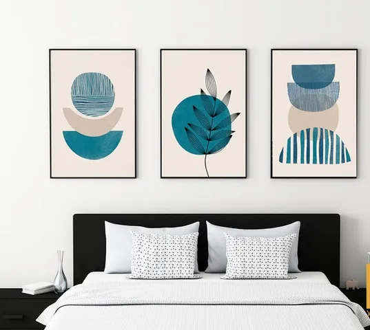 Bộ 3 Tranh Treo Tường Phòng Ngủ Chống Ẩm Mốc - Trang Trí Nội Thất Nhiều Mẫu Độc Đáo, Gỗ Và Vải Canvas