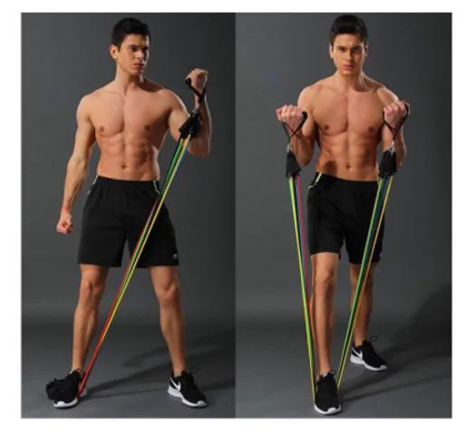 Bộ 5 Dây Tập Kháng Lực Ngũ Sắc Đàn Hồi Tại Nhà - Dụng Cụ Thể Thao Tập Gym - Giúp Tăng Cường Sức Khỏe và Vóc Dáng