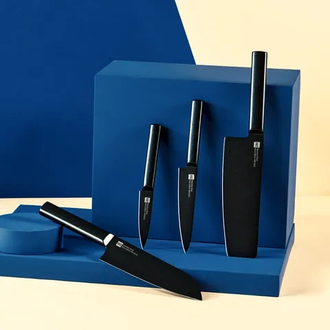 Bộ dao Đức 5 món cao cấp Xiaomi HuoHou kèm chân đế gỗ - Thép không gỉ 50Cr15MoV đạt tiêu chuẩn quốc tế, an toàn cho sức khỏe