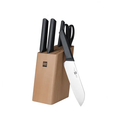 Bộ dao làm bếp 6 món Xiaomi HuoHou HU0057 - Thép không gỉ sắc bén kèm khay gỗ tiện lợi cho bếp nhà bạn